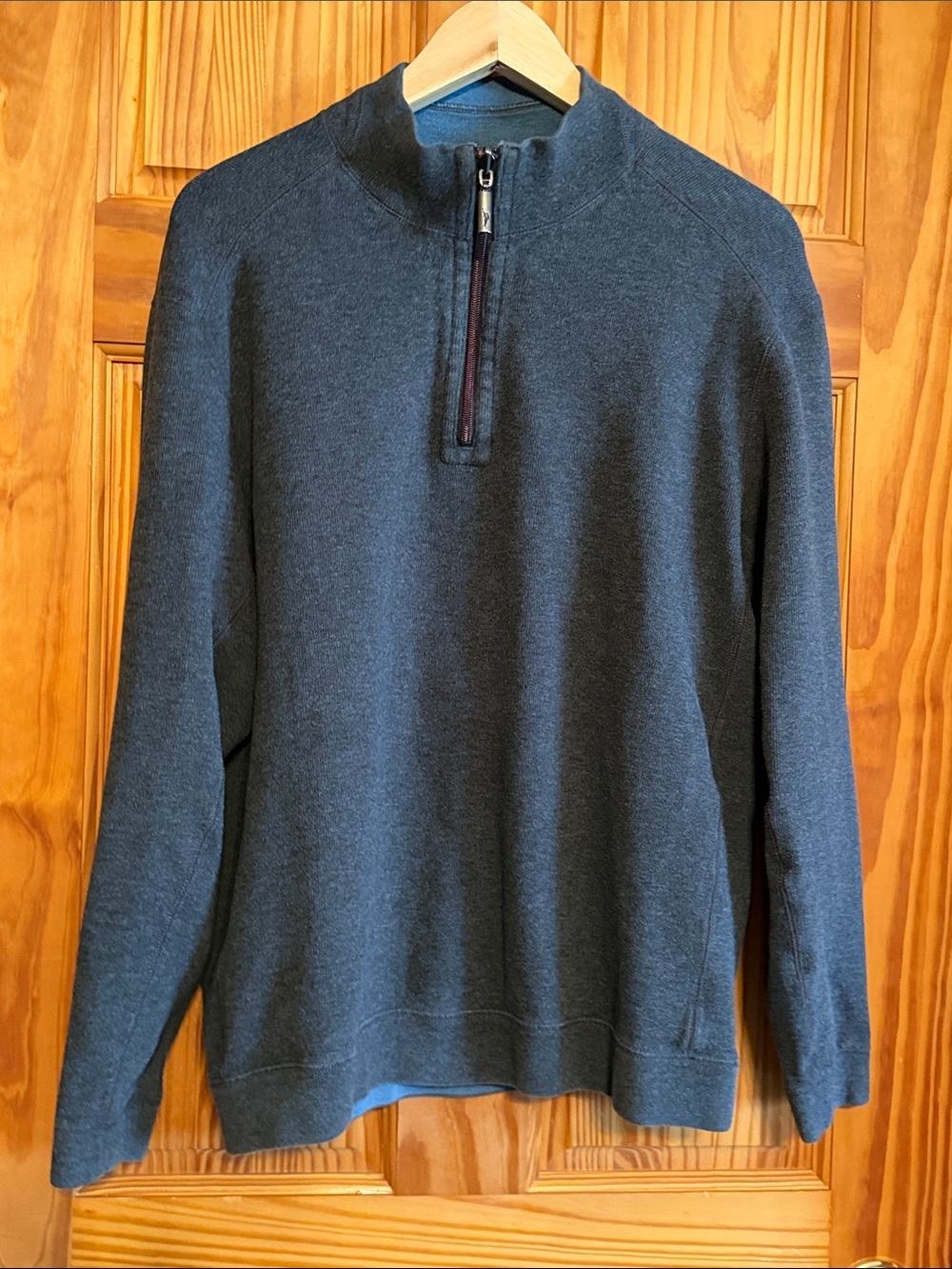 Tommy Bahama Men's Reversible Charcoal/Blue Half-Zip Pullover Sweater